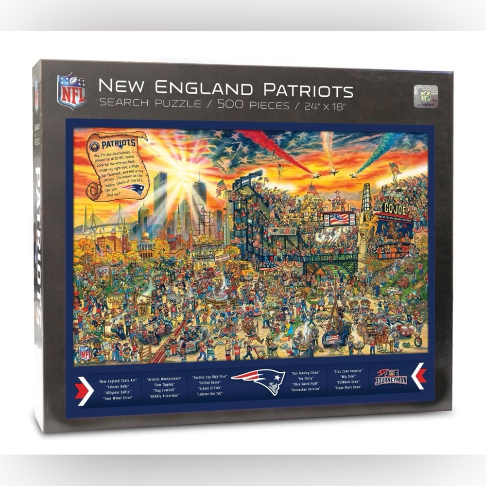 NWT NEW New England Patriots NFL Football Jigsaw Puzzle Find Joe 500 Pieces HTF